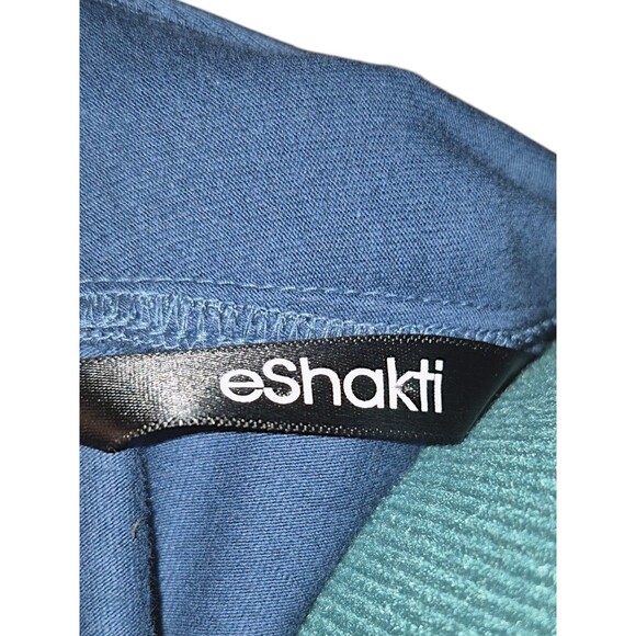 EShakti Custom Dress Teal Blue V-neck Gathered Waist Shift Dress Size L - Picture 3 of 8